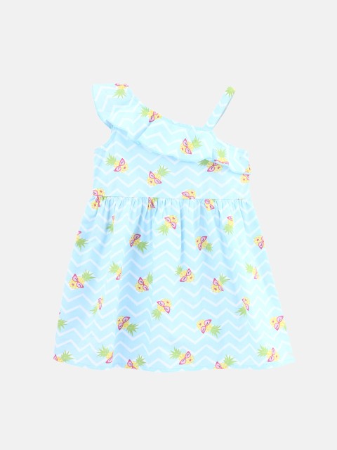 

Beebay Girls Blue Printed Fit and Flare Dress