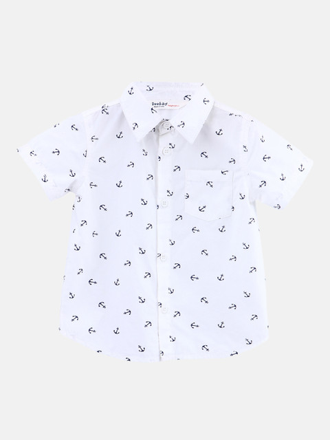 

Beebay Boys White Regular Fit Printed Casual Shirt