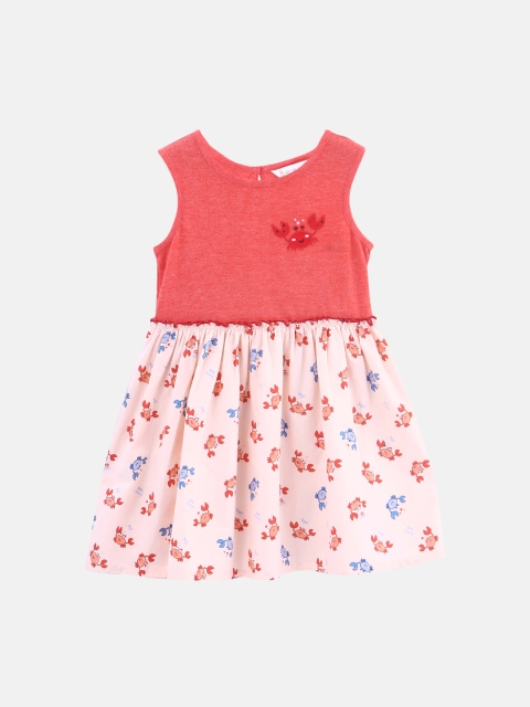 

Beebay Girls Peach-Coloured Printed Fit and Flare Dress