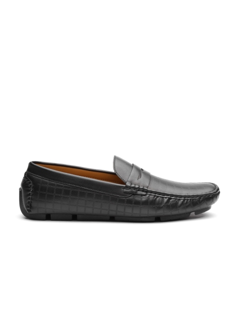 

Carlton London Men Black Self-Checked Driving Shoes