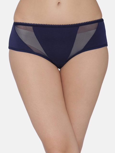 

Clovia Women Navy Blue Solid Mid Waist Hipster Briefs PN1764P08XL