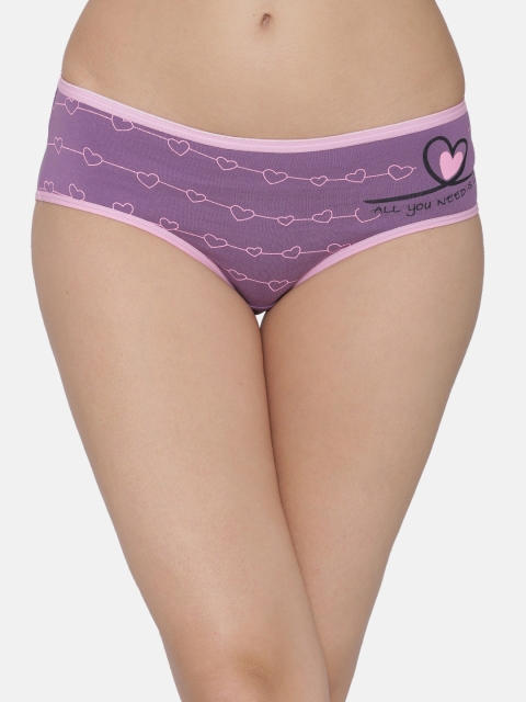 

Clovia Women Lavender Printed Hipster Brief PN3120P12XL