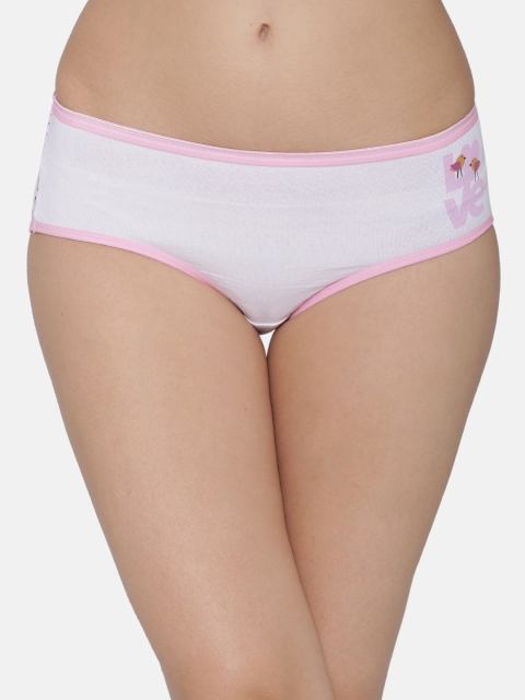 

Clovia Women White & Purple Printed Mid-Rise Hipster Brief PN3109P18XL