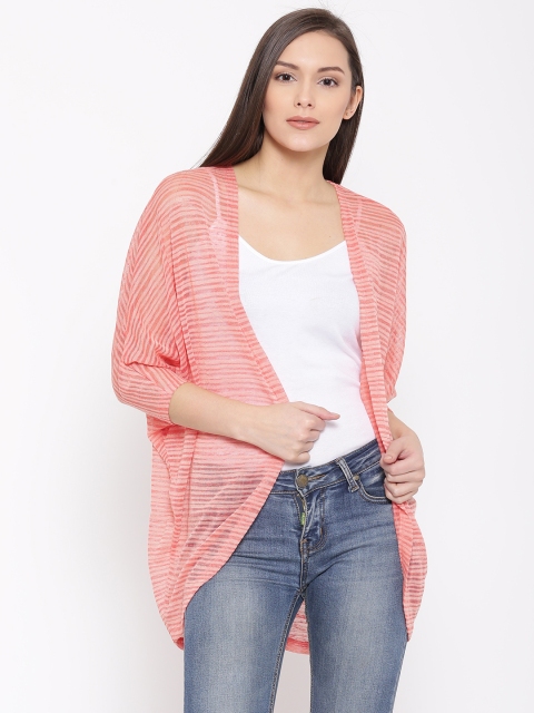 

Vero Moda Peach-Coloured Self-Striped Sheer Shrug