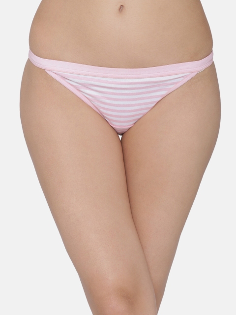 

Clovia Women Pink & White Striped Bikini Brief PN3169P22XL