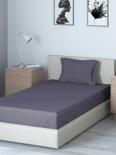 

DDecor Grey Solid 210 TC Cotton 1 Single Bedsheet with 1 Pillow Covers