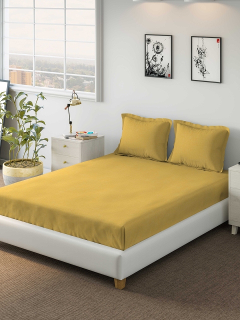 

DDecor Yellow Solid 180 TC Cotton 1 King Bedsheet with 2 Pillow Covers