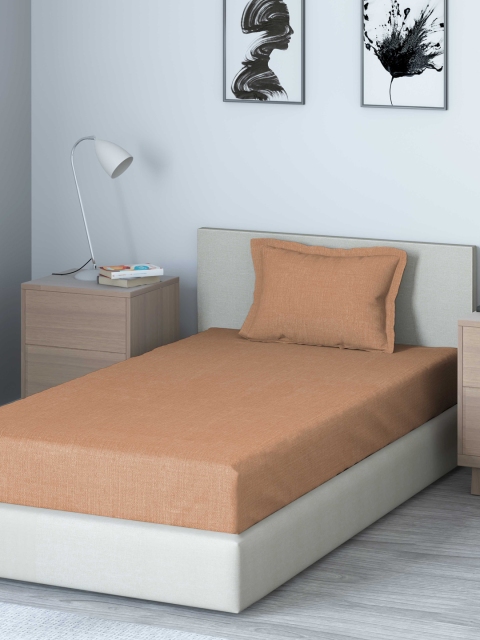 

DDecor Beige Solid 180 TC Cotton 1 Single Bedsheet with 1 Pillow Covers