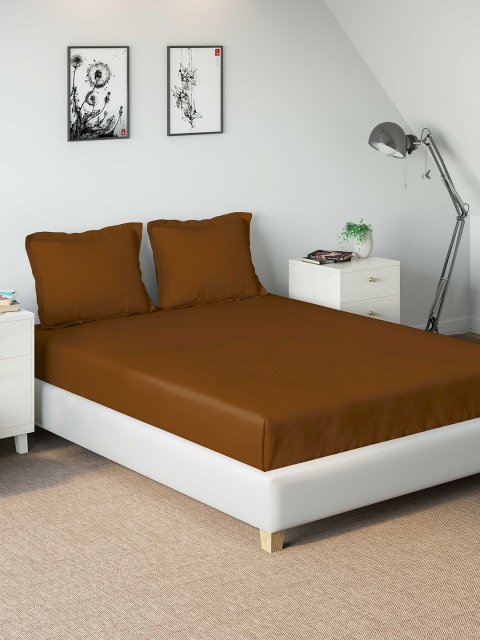 

DDecor Brown Solid 210 TC Cotton 1 Single Bedsheet with 2 Pillow Covers
