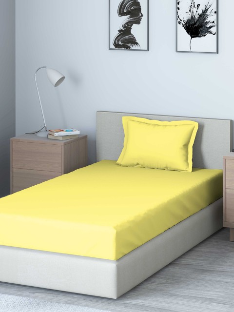

DDecor Yellow Solid 210 TC Cotton 1 Single Bedsheet with 1 Pillow Covers