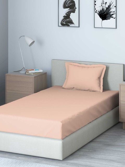 

DDecor Pink Solid 210 TC Cotton 1 Single Bedsheet with 1 Pillow Covers