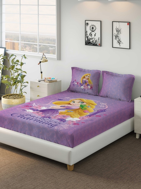 

DDecor Purple Tangled 180 TC Cotton 1 Queen Bedsheet with 2 Pillow Covers