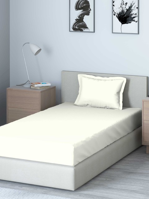

DDecor White Solid 210 TC Cotton 1 Single Bedsheet with 1 Pillow Covers
