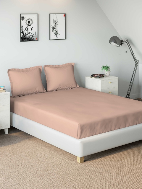 

DDecor Pink Solid 210 TC Cotton 1 Single Bedsheet with 2 Pillow Covers
