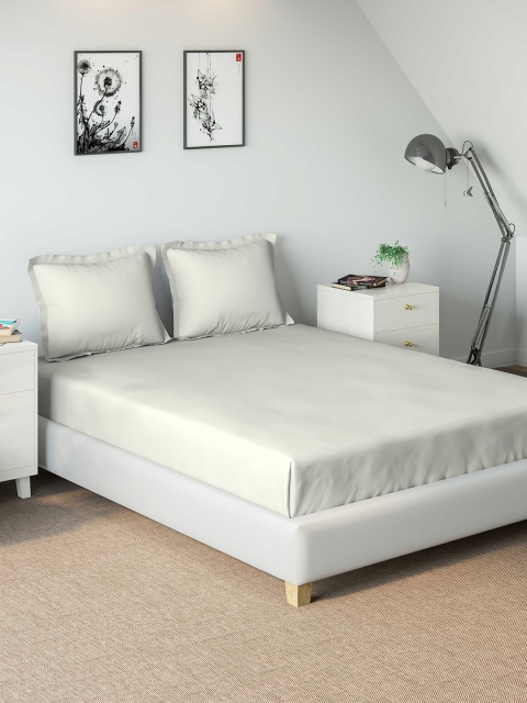 

DDecor Off-White Solid 210 TC Cotton 1 Single Bedsheet with 2 Pillow Covers