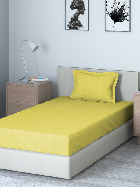 

DDecor Yellow Solid 180 TC Cotton 1 Single Bedsheet with 1 Pillow Covers