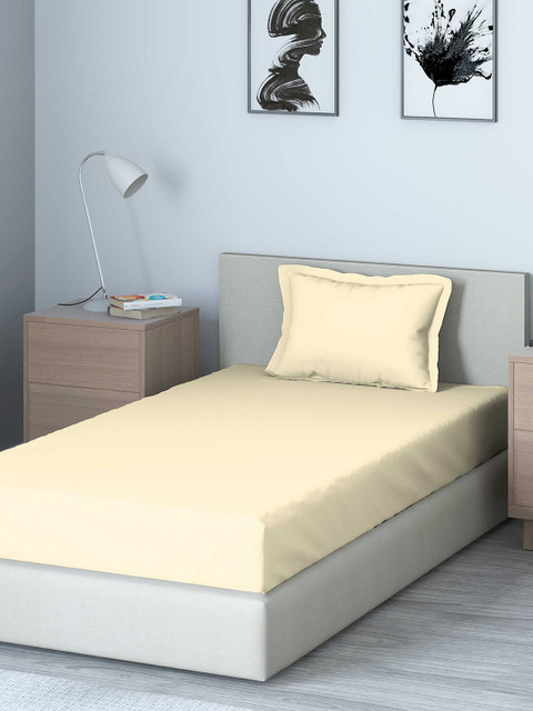 

DDecor Yellow Solid 210 TC Cotton 1 Single Bedsheet with 1 Pillow Covers