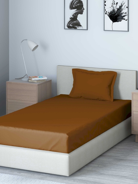 

DDecor Brown Solid 210 TC Cotton 1 Queen Bedsheet with 1 Pillow Covers