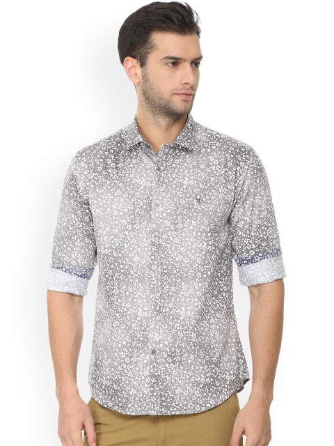 

V Dot Men Grey & Off-White Slim Fit Printed Casual Shirt