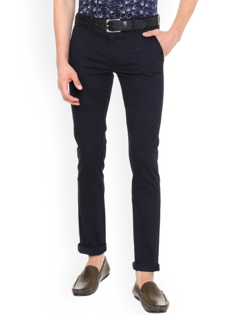 

V Dot Men Navy Blue Slim Fit Solid Chinos