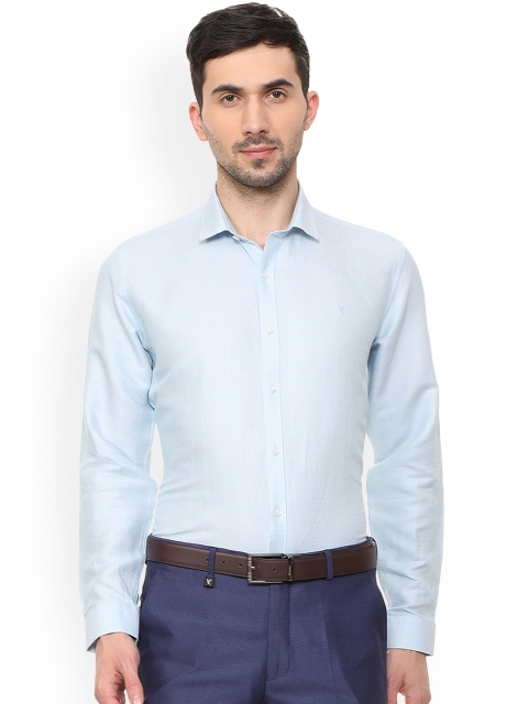 

V Dot Men Blue Slim Fit Self Design Formal Shirt