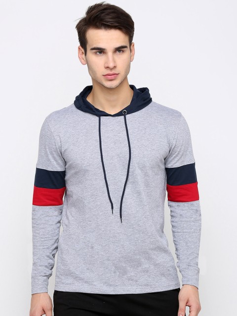 

Maniac Men Grey Solid Hood T-shirt