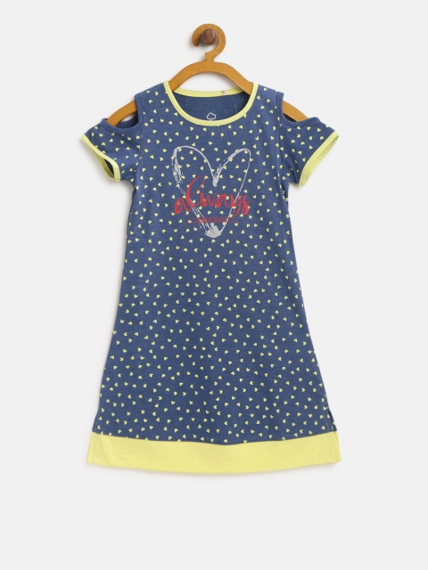 

Sweet Dreams Girls Blue & Yellow Heart Print Nightdress 6248A9