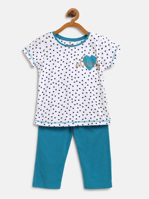 

Sweet Dreams Girls White & Black Printed Night Suit 6210A9