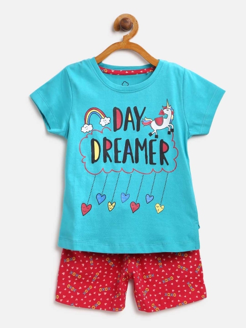 

Sweet Dreams Girls Blue & Pink Printed Night Suit 6114A9