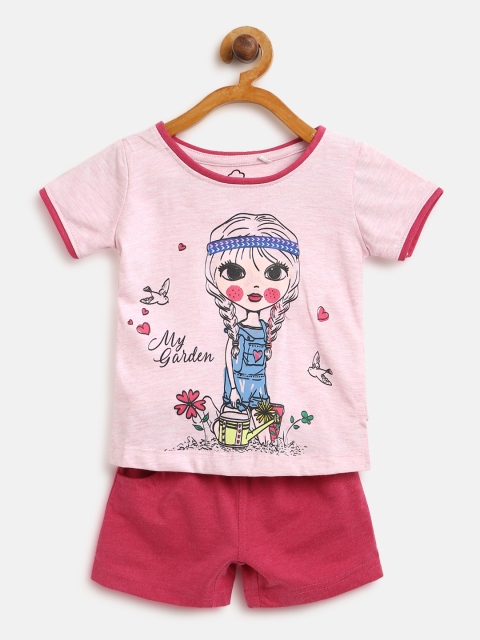 

Sweet Dreams Girls Pink Printed Night Suit 6115A9