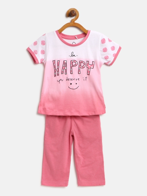 

Sweet Dreams Girls Pink & White Tie & Dye Night Suit 6206A9