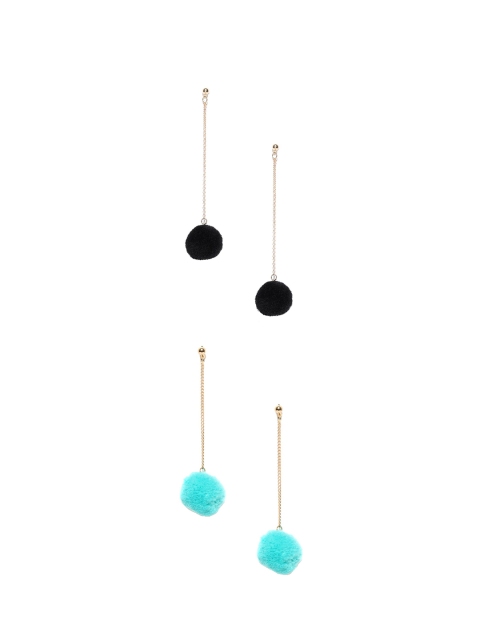 

OOMPH Gold-Toned & Black Contemporary Drop Earrings