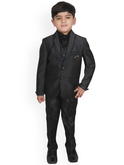 

SG YUVRAJ Boys Black Solid Tuxedo Party Suit