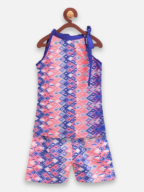 

LilPicks Girls Multicoloured Printed Top with Shorts, Multi
