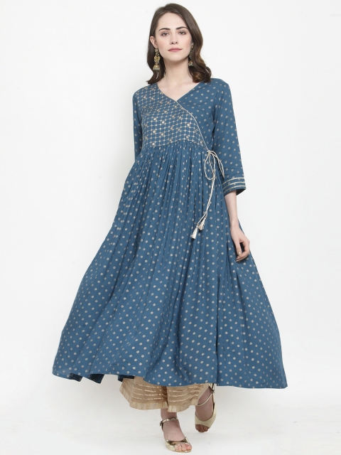 

Varanga Women Blue Printed Kurti with Palazzos