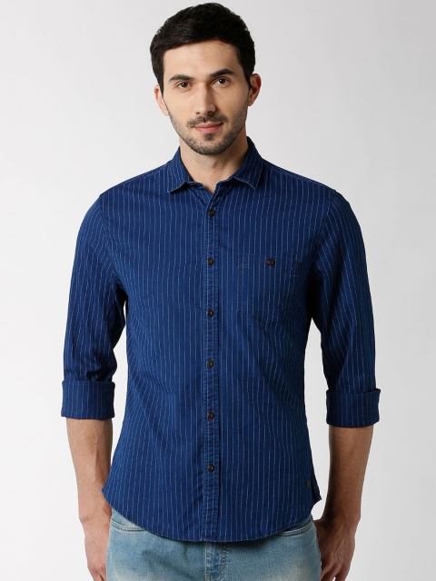

Peter England Casuals Men Blue Slim Fit Striped Casual Shirt