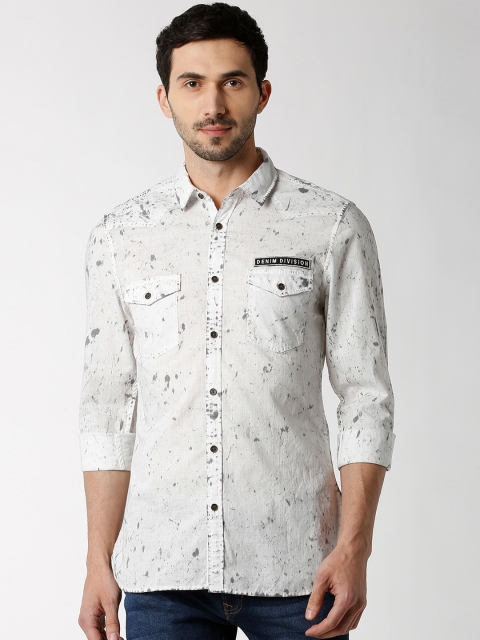 

Peter England Casuals Men White Slim Fit Printed Pure Cotton Casual Shirt
