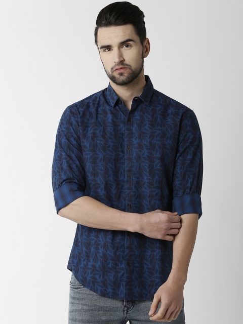 

Peter England Casuals Men Navy Blue Slim Fit Printed Casual Shirt