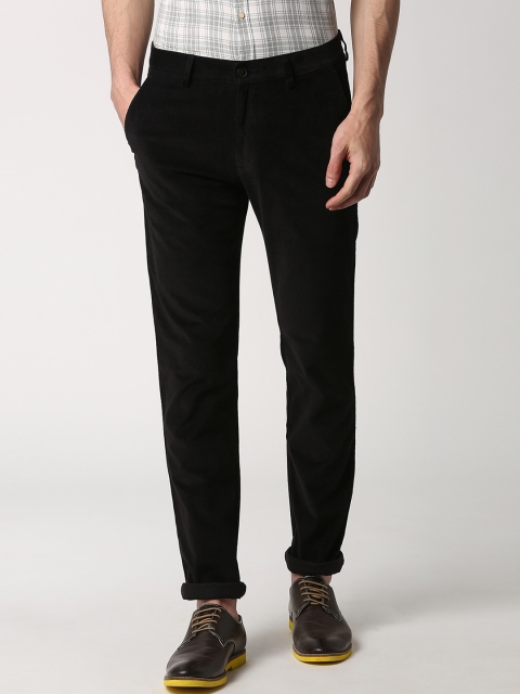 

Peter England Casuals Men Black Slim Fit Solid Regular Trousers