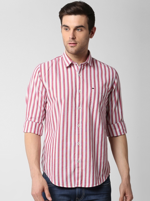 

Peter England Casuals Men Pink & White Slim Fit Striped Casual Shirt