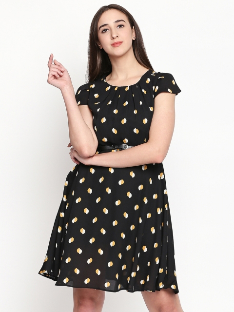 

Annabelle by Pantaloons Women Mustard Printed Fit and Flare Dress
