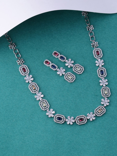 

Tistabene Rhodium-Plated Embellished Jewellery Set, Silver