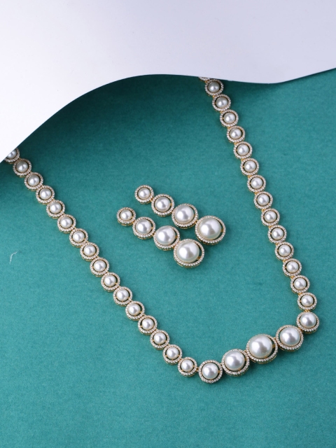 

Tistabene Women Gold-Plated Pearl-Studded Jewellery Set
