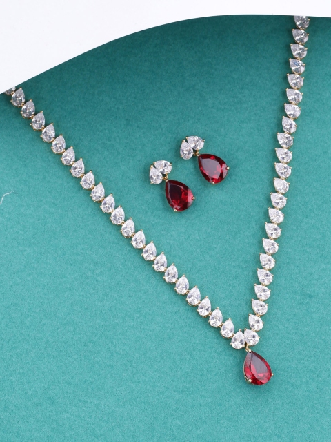 

Tistabene Gold-Plated & Red Embellished Jewellery Set