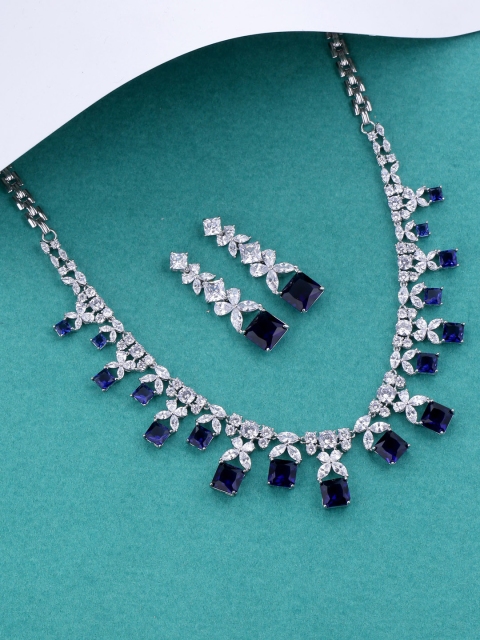 

Tistabene Women Silver-Plated Stone-Studded Jewellery Set