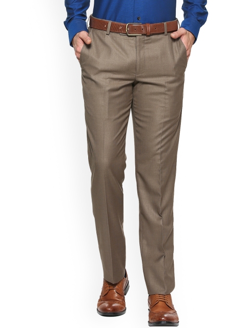 

Louis Philippe Men Brown Slim Fit Self Design Formal Trousers
