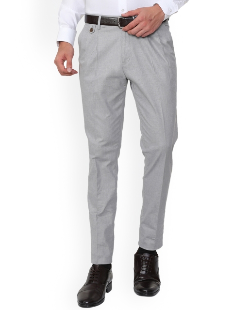 

Louis Philippe Men Grey Slim Fit Solid Formal Trousers