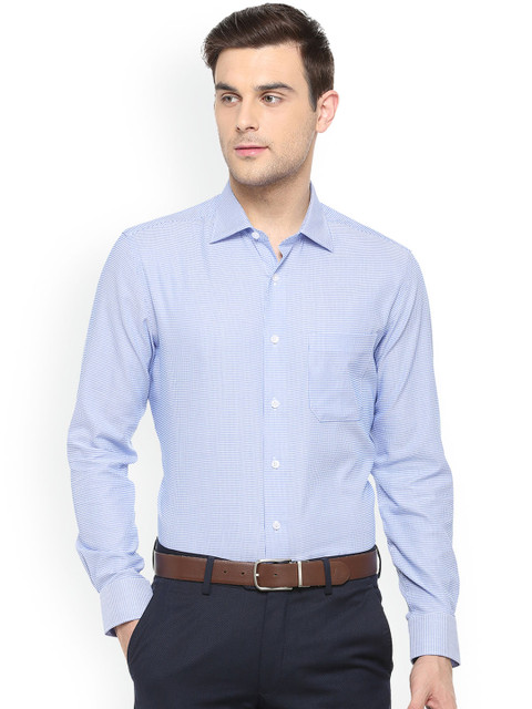 

Louis Philippe Men Blue Regular Fit Self Design Casual Shirt