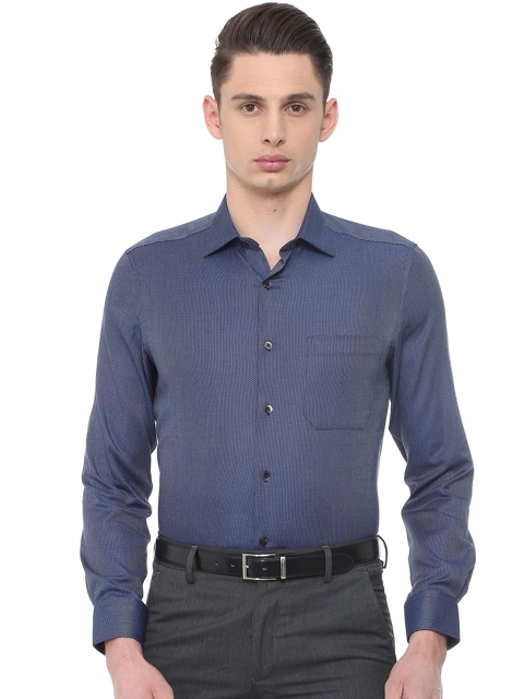 

Louis Philippe Men Navy Regular Fit Self Design Formal Shirt, Navy blue