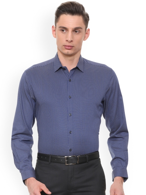 

Louis Philippe Men Blue Slim Fit Self Design Formal Shirt